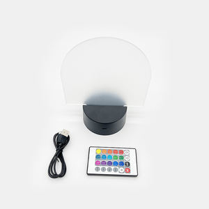 Lampe LED 3D de nuit avec base, câble USB, télécommande, 16 couleurs, panneau en verre acrylique vierge, support d'affichage en ABS pour l'affichage - Product Image 3
