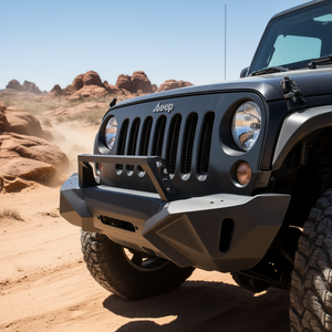 Paraurti Anteriore Rinforzato in Acciaio al Manganese Nero con Piastra per Verricello per Wrangler JK 2007-2018, Supporti per Gancio di Traino per Uso Fuoristrada - Product Image 2
