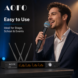 AOFO J-2800 4-Channel UHF Wireless Microphone True Diversity 640-690MHz Bluetooth USB 50Hz-18KHz AA Battery Powered for Stage - Product Image 6