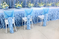 Housses de chaise Muwei classiques en tulle à volants, durables et réutilisables, longues et transparentes, pour la décoration du dossier des chaises lors de mariages, événements et banquets