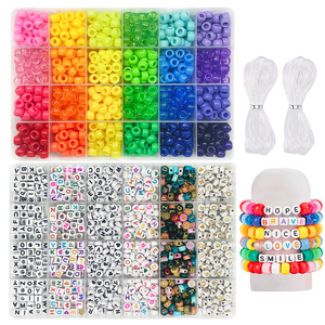 24 Color Barrel <b>Beads</b> 720 Pieces Plastic Resin Scattered <b>Beads</b> For DIY Jewelry Making Kit With Elastic <b>Thread</b> - Product Image 3