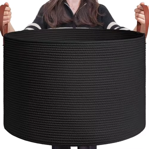 Cesta de Almacenamiento con Asas de Cuero, Cesta Tejida de Cuerda de Algodón, Cesta de Almacenamiento para Artículos Diversos de Mesa, Cesta de Almacenamiento para el Hogar - Product Image 5