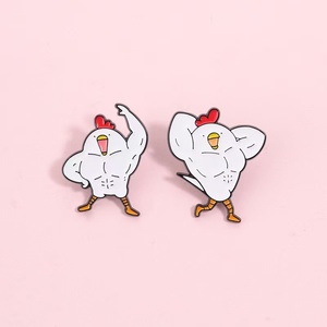 Meilleures ventes : Broche en émail coq musclé de dessin animé mignon, motif poulet culturiste, badge de revers, bijou animal amusant, vente en gros - Product Image 2