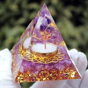 <b>Crystal</b> Epoxy Pyramid Amethyst <b>Tree</b> Resin Ornament Home Decoration Desktop Craft Collection - Product Image 4