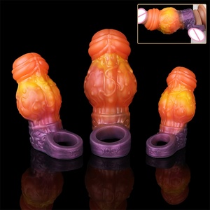 Fantasy Initiate Knot Penis Sleeve Set Male Cock Enlarger Reusable Silicone Dog Knot <b>Dildo</b> Sheath Sex Toys for Adult Ejaculation - Product Image 1