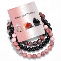 Pulsera de Piedras Naturales de 8mm, Tres Piezas, Regalo Original para Amantes de las Piedras, Gran Venta