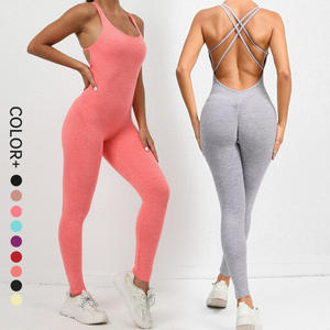 Combinaison moulante à bretelles spaghetti pour femme SHINBENE, dos croisé, combinaison de sport, combinaison de sport - Product Image 1