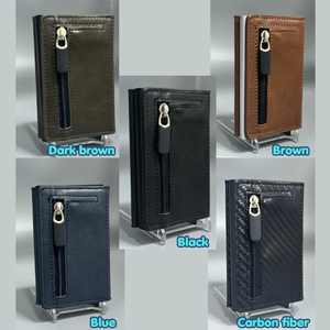 <strong>WaLlet</strong> for <strong>Men</strong> <strong>Leather</strong> RFID Fiber PU Credit Card Holder <strong>Wallet</strong> <strong>With</strong> Zipper <strong>Coin</strong> <strong>Pocket</strong> Metal Carbon <strong>Wallet</strong> for <strong>Men</strong> <strong>Leather</strong> - Product Image 5