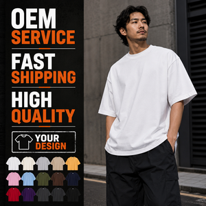 เสื้อยืดเปล่าผู้ชายขายส่ง 280 GSM ผ้าฝ้าย 100% หนานุ่ม รับสกรีนโลโก้ ทรงโอเวอร์ไซส์ ทรงหลวม ทนทาน จากโรงงานโดยตรง - Product Image 1