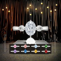Bague de fiançailles et de mariage personnalisée pour femme, en cuivre, avec zircon de laboratoire coloré taillé en forme d'œuf de pigeon, style mode