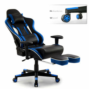 Schwedischer Gaming-Bürostuhl mit hoher Rückenlehne, 2D-Armlehnen, <span class=keywords><strong>Original</strong></span>-Schaumstoff, Massagefunktion, Fußstütze und Nylonbasis - Product Image 3