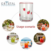 Tasse en verre pressé de 420 ml, peinte à la main avec motif fraise, idéale pour la maison, l'extérieur et les cadeaux