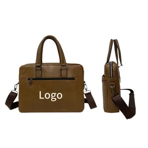 공장 직접 도매 노트북 서류 가방 비즈니스 맞춤형 로고 인쇄 어깨 컴퓨터 가방 PU 가죽 노트북 가방