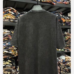 Men's Vintage Oversized Hip Hop Knitted Print Graphic Acid Wash <b>Y2K</b> Breathable 100% Cotton Short Sleeve Black T-<b>Shirt</b> - Product Image 6