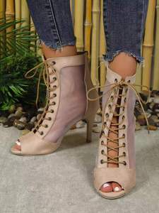 2025 femmes danse Jazz latine <span class=keywords><strong>talons</strong></span> hauts maille noire bottes de danse de salon chaussures de fête Salsa chaussures de danse - Product Image 3