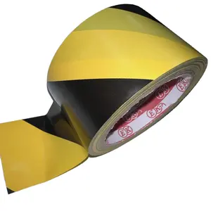 PVC jaune et noir signalisation de sécurité imprimé champ extérieur avertissement de route ruban de danger PVC ruban de marquage au sol