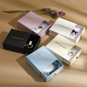 Boîte à bijoux de haute qualité avec logo personnalisé, boîte en papier écologique pour collier, bague, pendentif, emballage de rangement, boîte à tiroir avec poignée en métal - Product Image 6