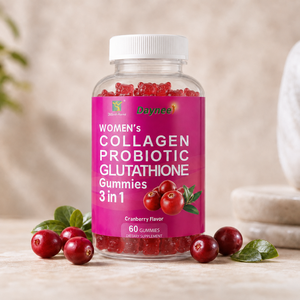 Gummies 3-en-1 <span class=keywords><strong>Collagène</strong></span> Probiotique Glutathion pour Femmes, Saveur Canneberge, Biotine Vitamine C, Complément Quotidien Beauté et Santé Intestinale - Product Image 1