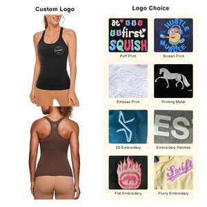 Été de haute qualité 95 Polyester 5 Spandex Stretchy Slim Fit Seamless Sports Training Vest Solid Racer Back Yoga Tank Top Femmes - Product Image 3