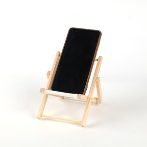 Mini Soporte de Madera para Teléfono, Silla de Playa, Adorno de Escritorio, Color Madera Natural, Diseño de Tela a Rayas, Accesorio para Fotos, Mueble Decorativo - Product Image 2