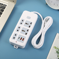 Multiprise mobile bleue en gros avec interrupteur, câble d'extension 5A, prise et fiche, multiprise économique