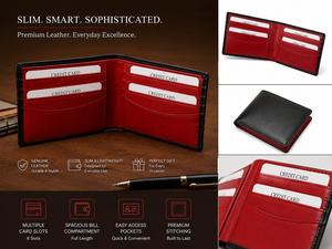 Best Selling Classic Genuine Leather <b>Wallet</b> Multi-<b>Card</b> <b>Holder</b> with Cash Compartment from India - Product Image 4