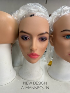 Tête de Mannequin en Silicone AI de Haute Qualité Shy Hair avec <span class=keywords><strong>Cheveux</strong></span> Humains Naturels pour Coiffure et Présentation de Perruques - Product Image 3