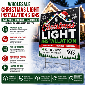 Letreros de instalación de luces navideñas al por mayor, paquete a granel, tableros de marketing para exteriores de plástico corrugado duradero - Product Image 1