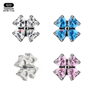 Boucles d'oreilles Yunnique F136 en zircon et alliage de titane 4,9 mm pour piercing d'oreille, de nez, de lèvre ou de langue – Idée cadeau - Product Image 5