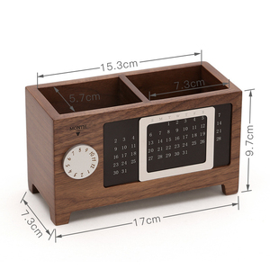 Đa-Chức Năng Lịch 2 Ngăn Nhất Caddy Bút Lưu Trữ <span class=keywords><strong>Maple</strong></span> Thông Gỗ Tự Nhiên Máy Tính Để Bàn Tổ Chức Bút Chì Chủ - Product Image 6