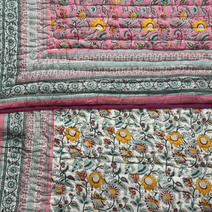 Edredón de Lujo Indio, Diseño Jaipuri Hecho a Mano, Estampado en Bloque, Algodón, Diseño Étnico Estampado a Mano, para Uso en Invierno - Product Image 1