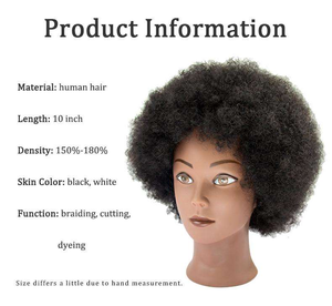 Tête de Mannequin en Cheveux Humains <span class=keywords><strong>Afro</strong></span> Ondulés Non-Remy pour Formation Coiffure et Cosmétologie, Perruques de 14 Pouces pour Femmes Noires - Vente en Gros - Product Image 2