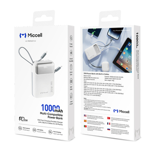 Miccell Portable PD 35W <span class=keywords><strong>Mini</strong></span> <span class=keywords><strong>Power</strong></span> <span class=keywords><strong>Bank</strong></span> <span class=keywords><strong>10000mAh</strong></span> Charge rapide Câbles intégrés Support d'affichage LED Étanche Utilisation en extérieur - Product Image 6