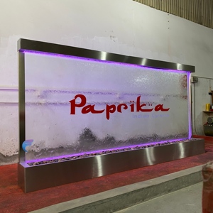 Fuente de agua de vidrio texturizado transparente, cascada de suelo con tamaño personalizado, pared de agua con pantalla. - Product Image 1