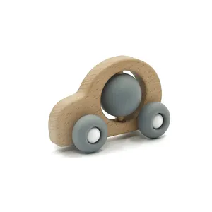 Wooden Baby Toy Car Silicone Newborn Baby Soft Toys Non Toxic Baby Toys for Toddlers