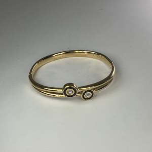 Fashion Bangle 316L Stainless Steel PVD Gold Plating With <b>Crystal</b> Accents For Women Jewelry - Product Image 1