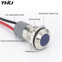 Voyant lumineux à LED en métal 6mm8mm12mm16MM signal lumineux de travail d'alimentation étanche avec fil 3v 5v 6V 220V