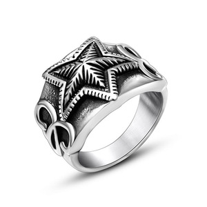 Bague étoile pour homme en alliage de zinc, étoile à cinq branches, bijoux hip hop, cadeau SA975 - Product Image 5