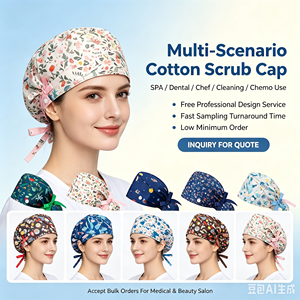 Cappello Chirurgico Personalizzato con Fiocco per Coda di Cavallo, 100% Cotone, Regolabile con Nastro, per <span class=keywords><strong>Capelli</strong></span> Lunghi, per Infermieri e Medici - Product Image 2