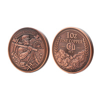 Pièces de monnaie en cuivre personnalisées en usine 999 1 oz 5 oz 10 oz, en métal, haute relief, bronze antique, cuivre fin 999, pièce commémorative