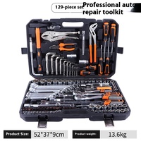 Ensemble d'outils de réparation automobile à main robuste de 129 pièces comprenant une pince combinée avec une clé à cliquet et des embouts de tournevis 1 an
