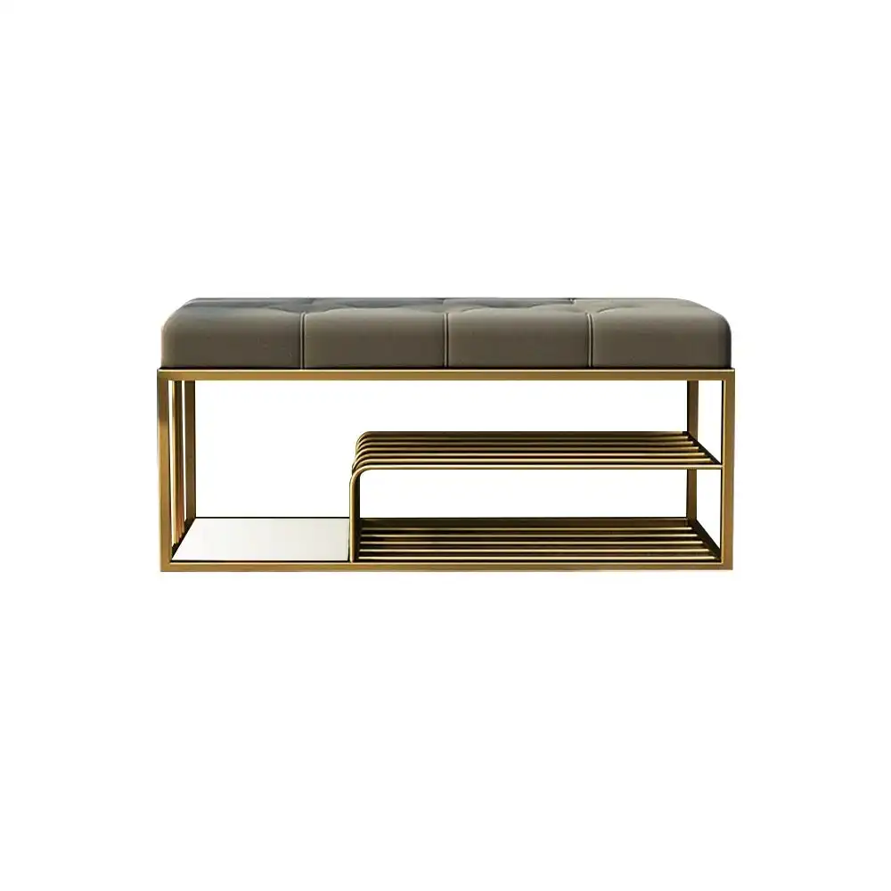 Metal Modern Door Gold Shoe Rack Gabinete Grey Storage Stool Banco inoxidável casa com assento