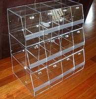 Vitrine de présentation alimentaire en acrylique personnalisée de haute qualité avec 3 plateaux en plastique, présentoir en plexiglas, boîte à gâteaux en plexiglas, boîte alimentaire en plexiglas
