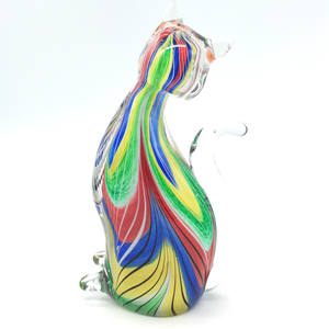 Ornamenti per gatti fatti a mano in vetro di arte Murano in vetro soffiato colorato per la decorazione domestica - Product Image 3