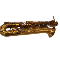 Eastern Music Pro Use Amber Dark Gold Lacquered Baritone Saxophone EB Tone-EMB400Z with Low a and PC Flight Case
