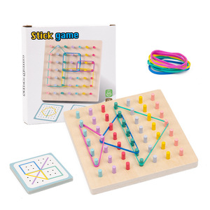 Houten pegboard voor kinderen, geometrische vormen, creatieve rubberen bandpuzzel, sensorische integratie, stok, Montessori-educatief speelgoed - Product Image 6