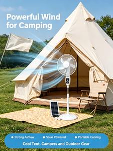 Solar Powered <b>Fan</b> Standing Solar <b>Fan</b> Solar Rechargeable Emergency <b>Fan</b> - Product Image 2