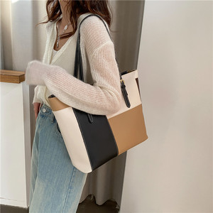 设计师女士PU皮革手提包手提包对比色夏季系列-中国低价批发 - Product Image 5