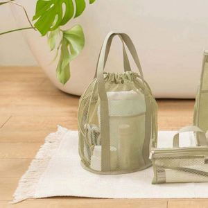 Low MOQ Custom Logo Design Travel Makeup Toiletry Bag Fashionable Foldable Polyester Mesh Drawstring Washable Hanging Swim - Product Image 5