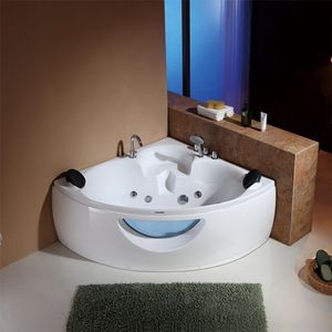 Baignoire <span class=keywords><strong>jacuzzi</strong></span> en verre acrylique en forme d'éventail pour 2 personnes avec sièges, autoportante, massage (air et hydromassage) pour salle de bain et hôtel - Product Image 1